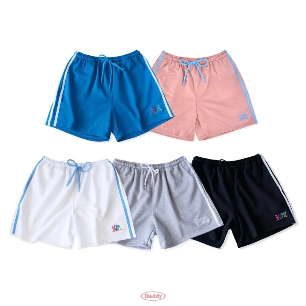 DADDY | P.E. Shorts กางเกงขาสั้น Freesize ใส่สบาย ปักลาย Daddy สีสันสดใส สีดำ สีขาว สีน้ำเงิน สีชมพู สีเทา