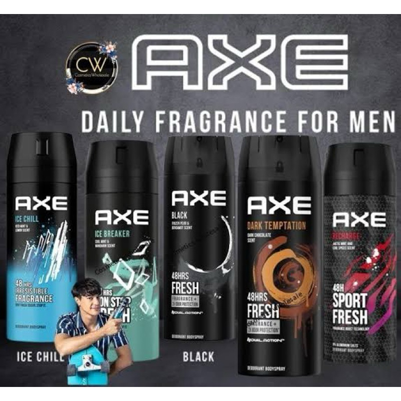 AXe Spray 48h fresh/ sport fresh/ apollo/ black / darktemptation /ice chill 130ml. สเปรย์ระงับกลิ่นก