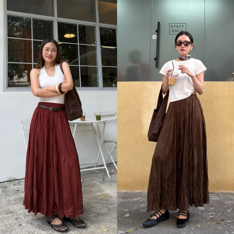 210 knockknock - WRINKLE MIDI SKIRT