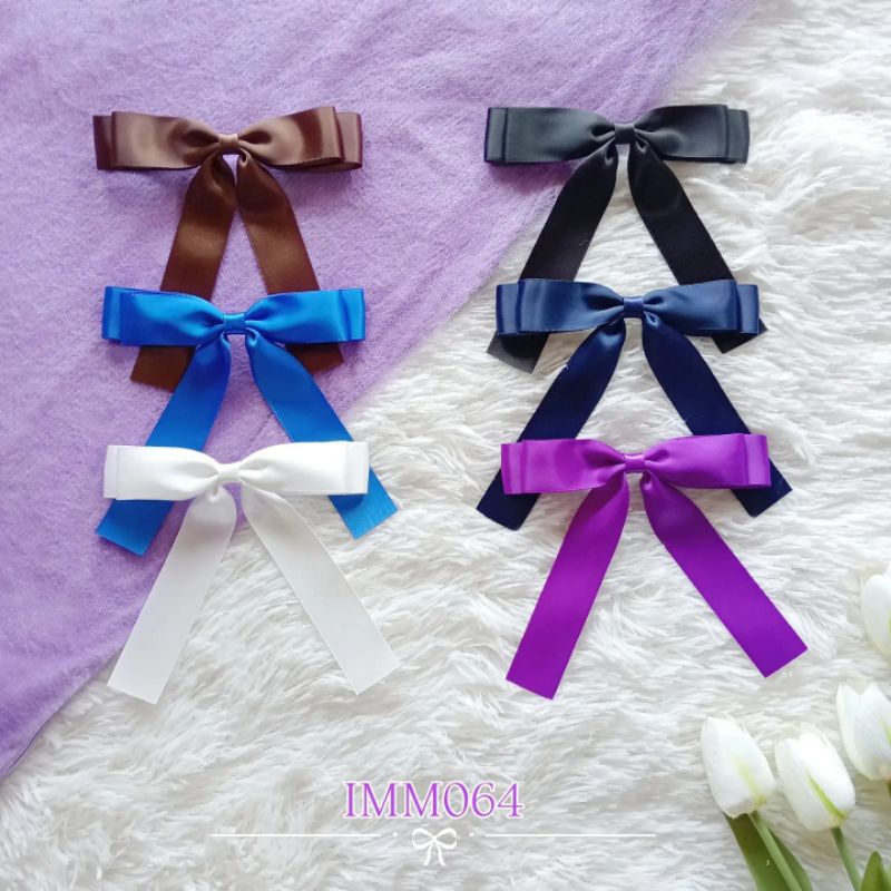 [IMM064] โบว์นักเรียน ทรง2ชั้นซ้อนกัน (13x13cm) ริบบิ้น2.5cm นุ่มมากเป็นผ้าซาตินมันวาว 2 ด้าน