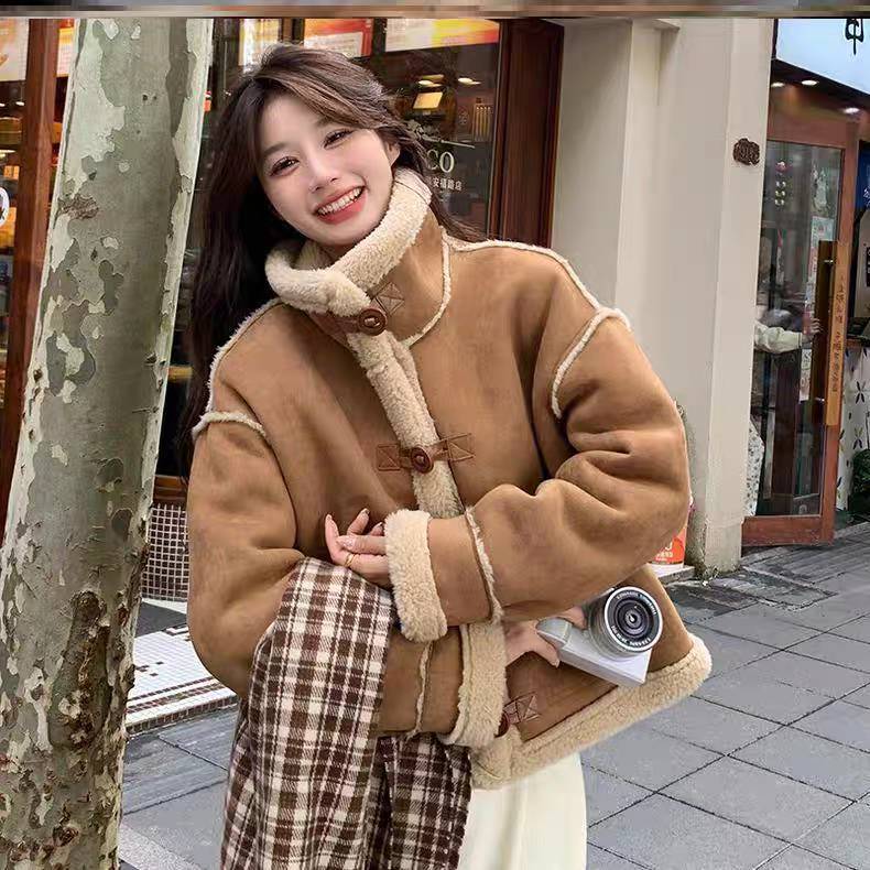 แจ็คเก็ตหนังกลับ suede jacket พร้อมส่ง