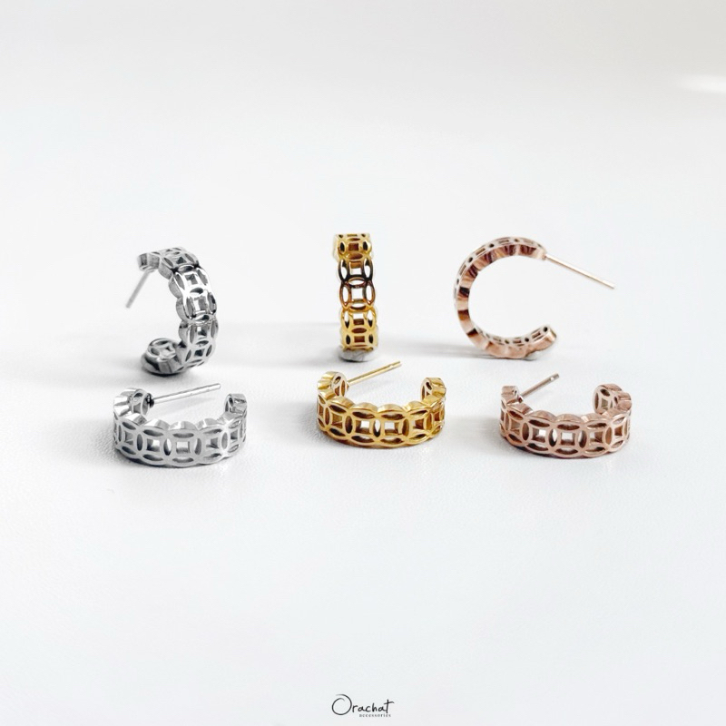 Orachat | Fufu 14k earrings. (ต่างหูตัวเรือนสแตนเลส)