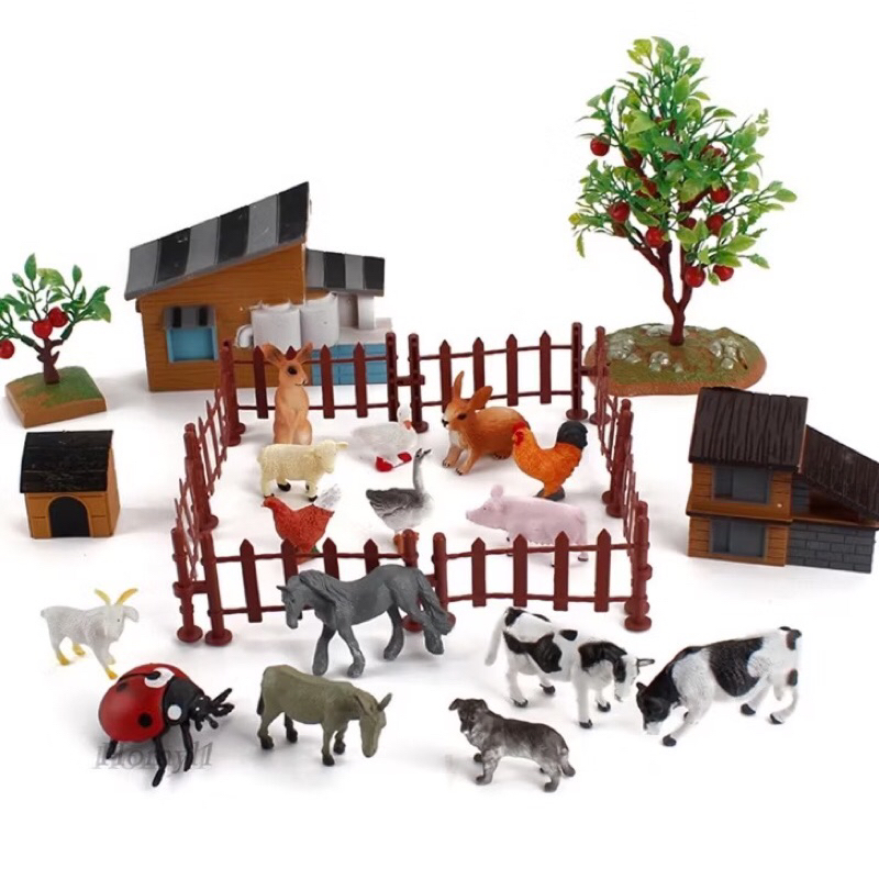 โมเดลฟาร์มพร้อมสัตว์ ของเล่นเสริมพัฒนาการ พร้อมส่งจากไทย sensory play sensory bin montessori