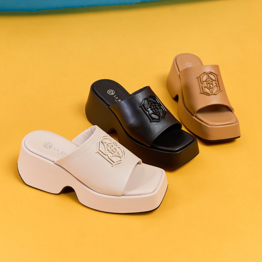 LA BELLA รุ่น ELEGANTE PLATFORM SANDALS - PEARL