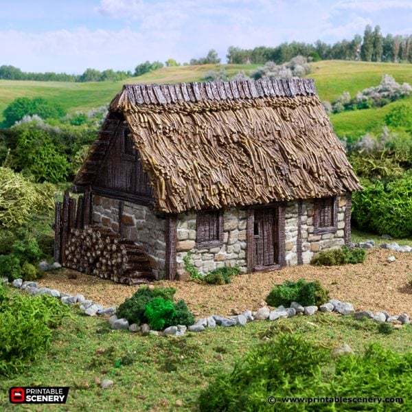 Detailed Norman Stone Barn - terrain for tabletop wargames