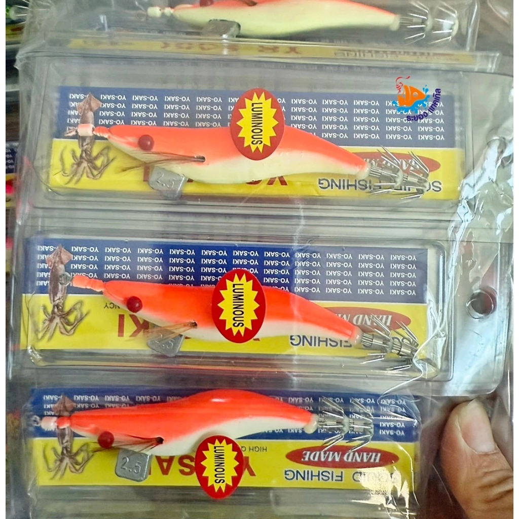 โยกุ้งตกหมึก กุ้งสีเรืองแสง ขนาด 2.0 & 2.5 & 3.0 & 3.5 กุ้งปลอม เหยื่อตกหมึก