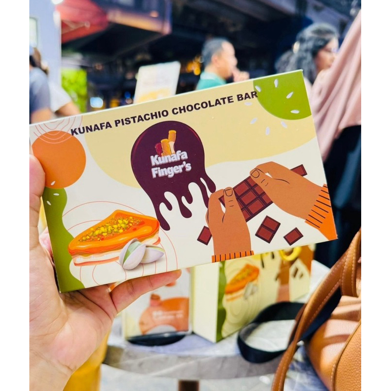 Chocolate Dubai Kunafa Pistachio Bar from Kunafa Finger's 175 กรัม