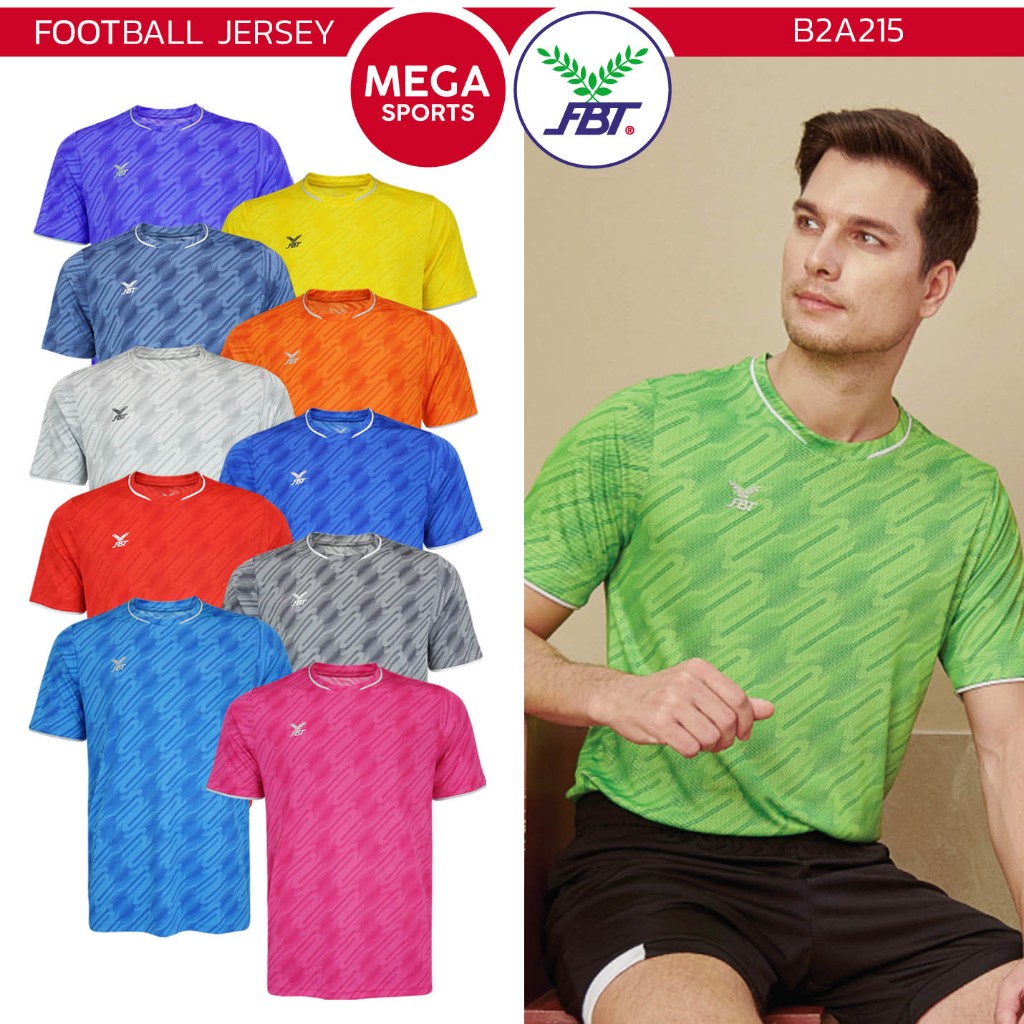 FBT เสื้อกีฬาคอกลม พิมพ์ลายเส้น ผ้าไมโคร ระบายอากาศได้ดี รุ่น B2A215