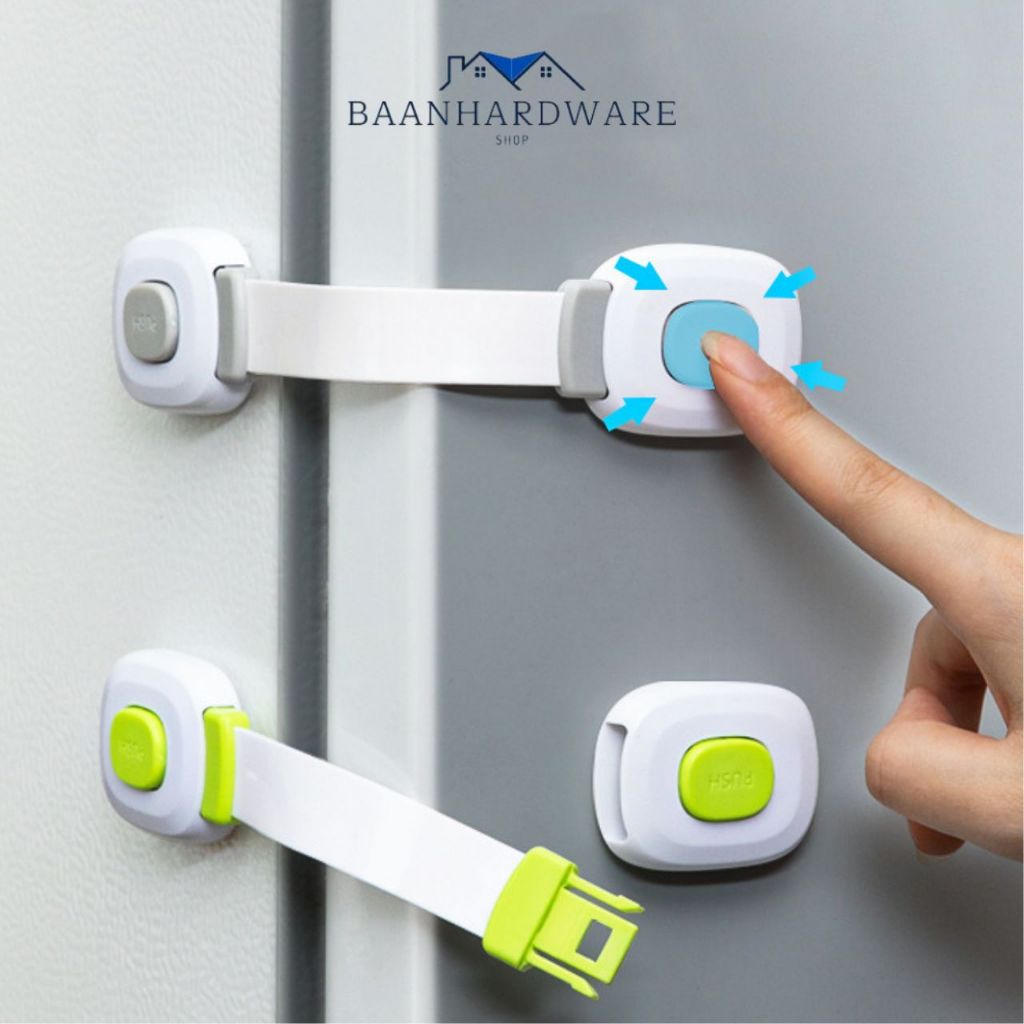 BAANHARDWARE ที่ล็อคประตู ที่ล็อคตู้เย็น ตัวล็อคลิ้นชัก สายล็อค เพื่อความปลอดภัยสำหรับเด็ก ER-U040