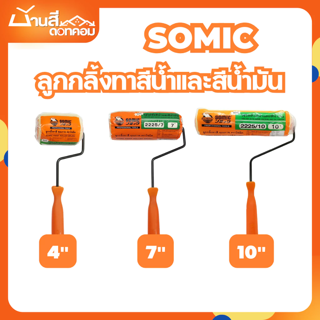 SOMIC ลูกกลิ้งทาสี อะไหล่ลูกกลิ้ง ขนาด 4 นิ้ว 7 นิ้ว 9 นิ้ว 10 นิ้ว ลูกกลิ้งสีน้ำ ลูกกลิ้งสีน้ำมัน