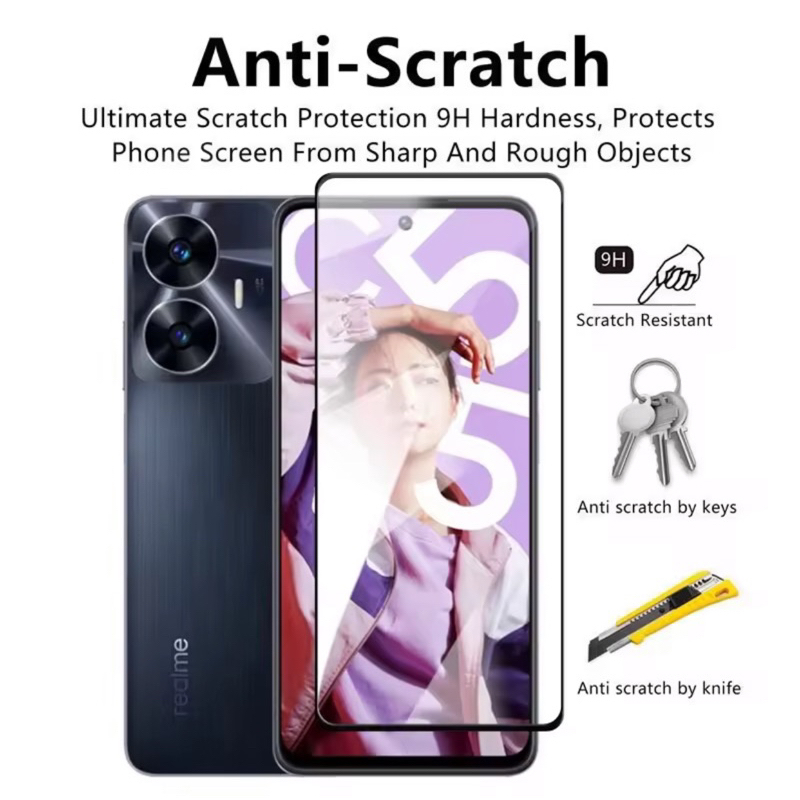 ฟิล์มกระจก นิรภัย เต็มจอ Realme C51 C53 C55 C35 C65 ฟิล์มมีคุณภาพ ติดง่าย ฟิล์มRealme