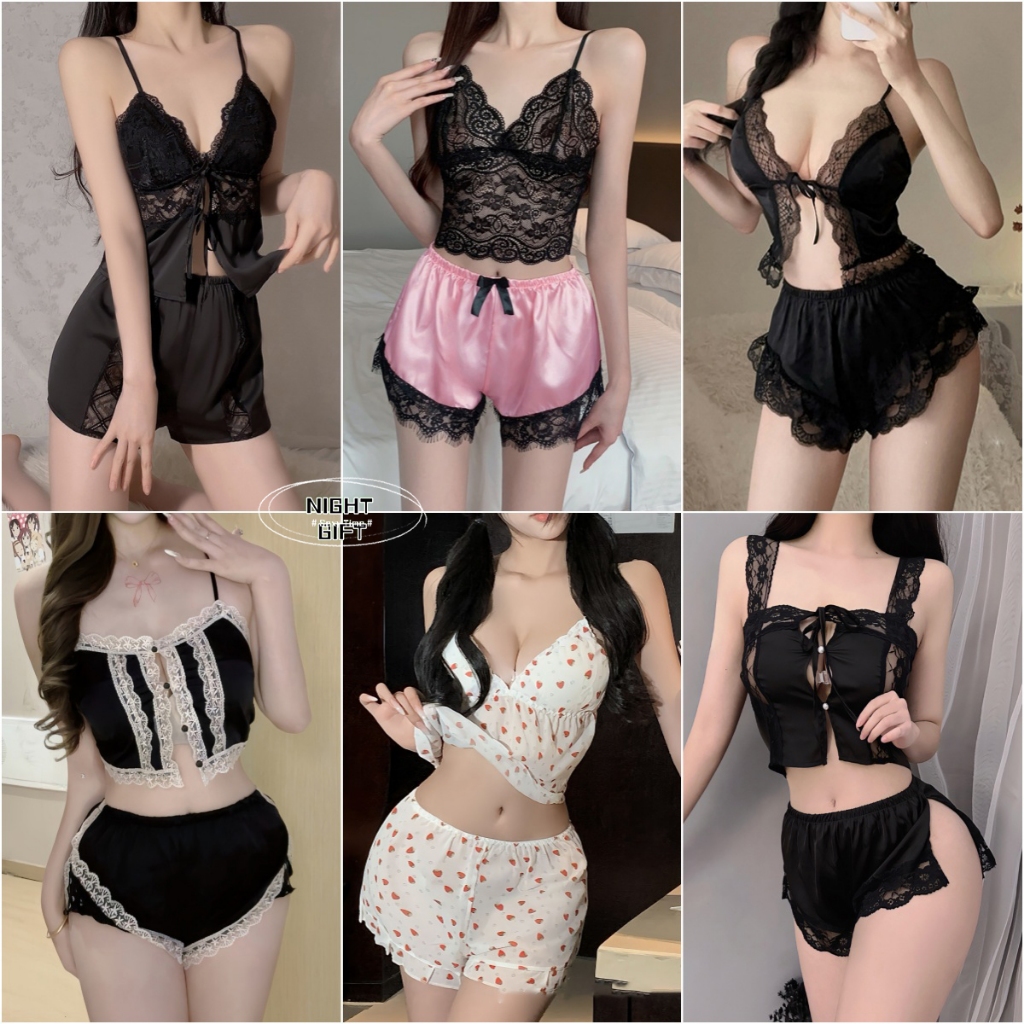 ชุดนอนเซ็กซี่ ✨วัสดุซาติน, ลูกไม้  เซ็กซี่และสวมใส่สบาย💕ชุดนอนไม่ได้นอน มีให้เลือกหลากหลายสไตล์