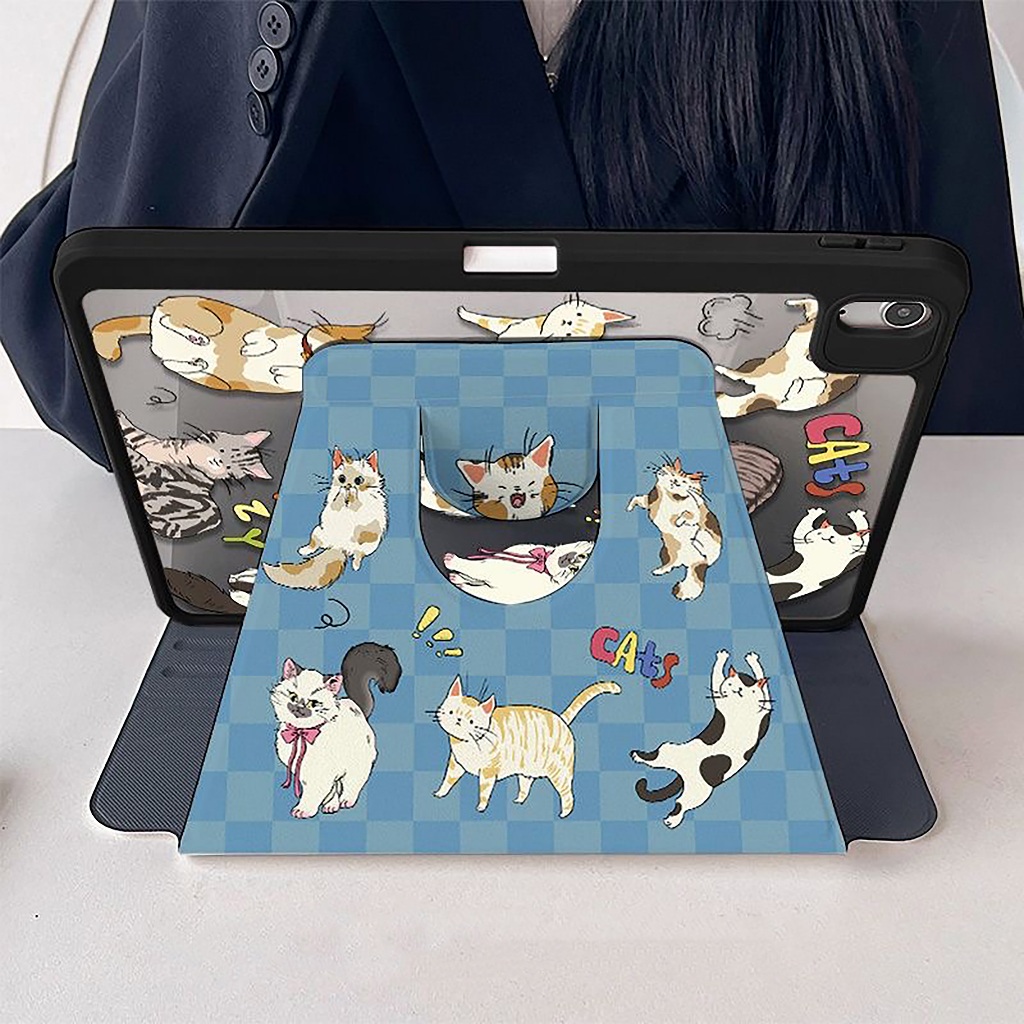 🌼ออกให้ 24 ชม🌼เคสiPadหมุน 360°Air7 Air6 11 Gen11 ที่ใส่ปากกา ครอบครัวลูกแมว เคส iPad Gen9 Pro11 2024 - รูปที่ 5