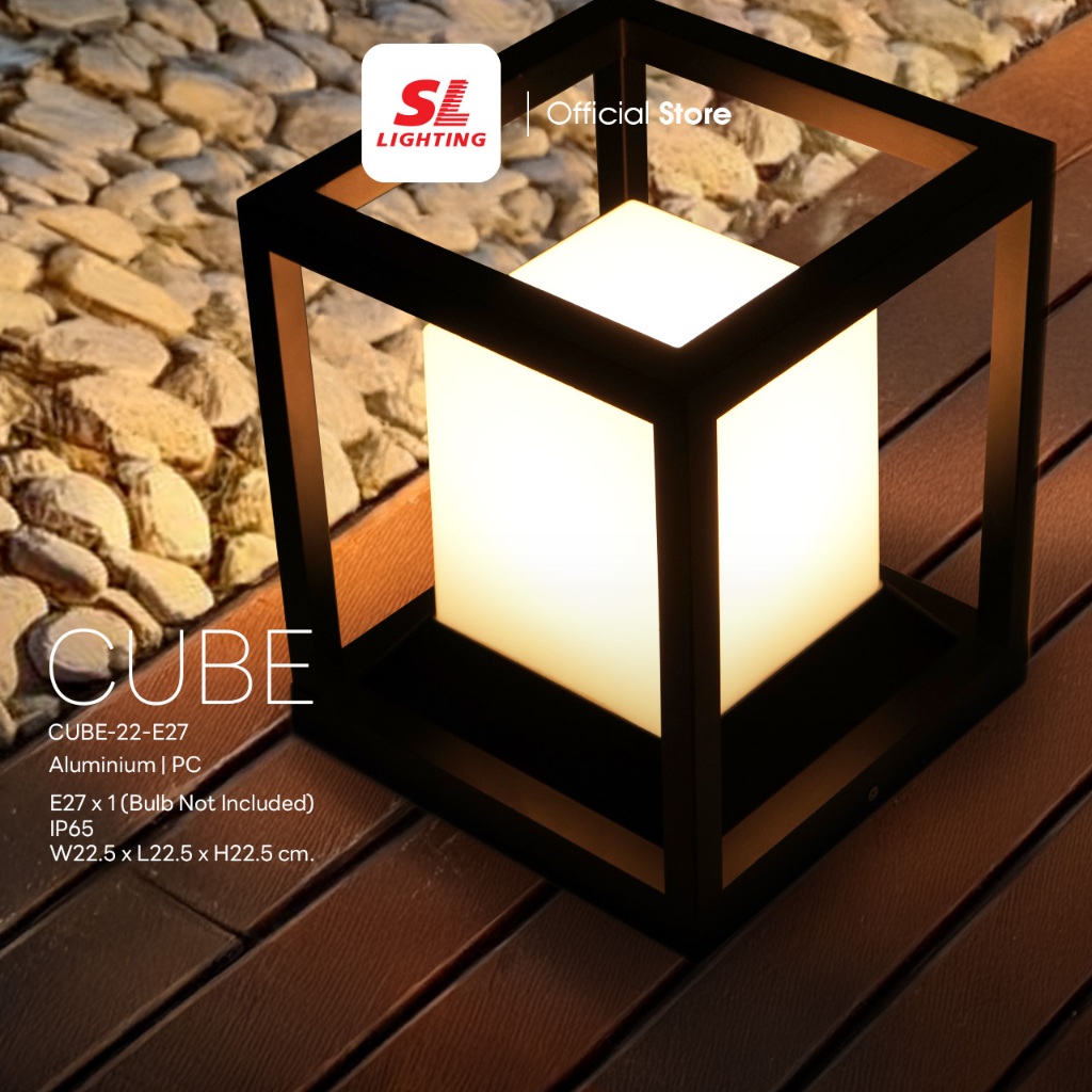 SL LIGHTING | Post Light Modern โคมไฟหัวเสา ขั้ว E27 รุ่น SL-11-CUBE-22-E27