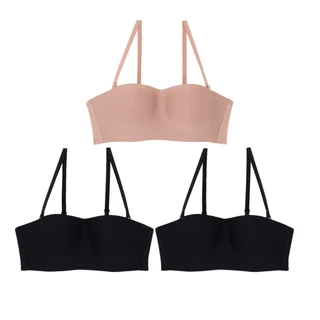 Wacoal Surprise Wireless Top Bra เสื้อชั้นในไร้โครง เกาะอก/สลับสายบ่า เซท 3 ชิ้น รุ่น WB9V09 คละสี ดำ-ดำ-ชมพู
