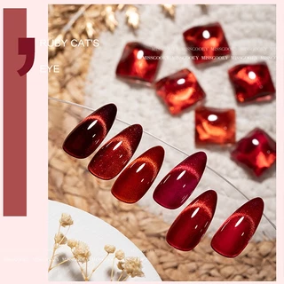 Nail.magic ทับทิม สีเจลทาเล็บแคทอาย ทับทิมปีใหม่ 8ml ยาทาเล็บสีเจล ผงแม่เหล็กละเอียด