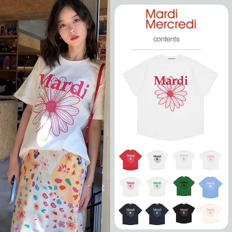 mardi mercredi แท้ เสื้อยืด เสื้อ Blossom เสื้อครอบ flower TShirt daisy Cotton 100% พิมพ์ลาย เสื้อยืดขาว ivory แขนสั