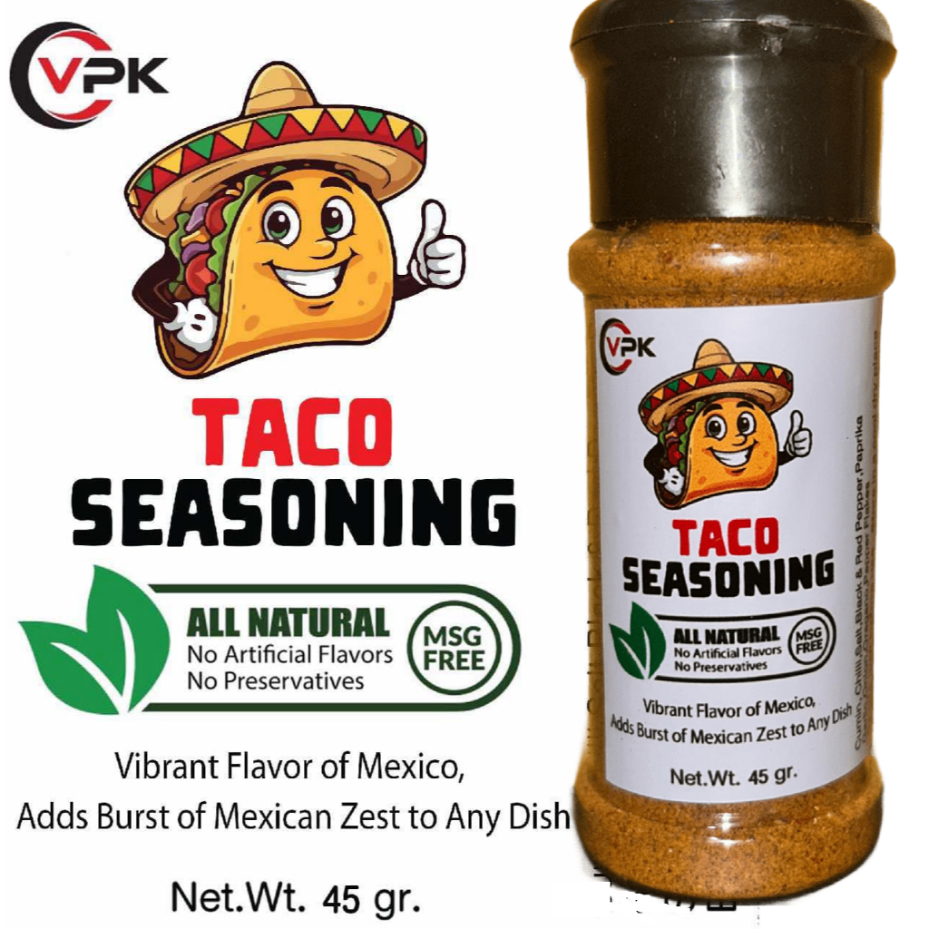 Taco Seasoning, Mexican Spice Seasoning, Multipurpose Seasoning- 45gr-Spicy & Smoky Flavor. Mexican 