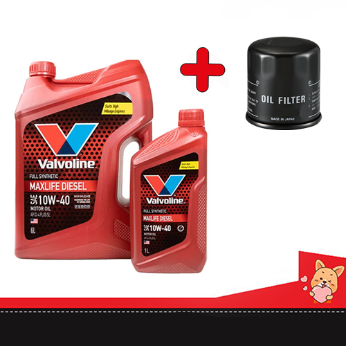 น้ำมันเครื่อง วาโวลีน vavoline ดีเซล 10w-40 10w40 สังเคราะห์แท้ 100% 6L+1L ขายพร้อมกรองเครื่อง
