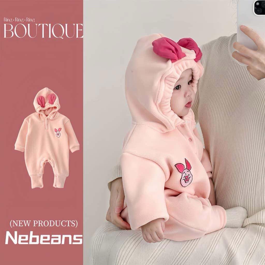 [พร้อมส่ง🇹🇭]ชุดเด็กแรกเกิดสีชมพู Piglet