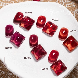 Nail,World สีเจลทาเล็บแคทอาย สีทาเล็บ Ruby Cat Eye เจลทาเล็บเจล UV LED ชนิดต้องอบ สีเจลลูกแก้ว ต้องใช้แม่เหล็กดึงสีนะคะ