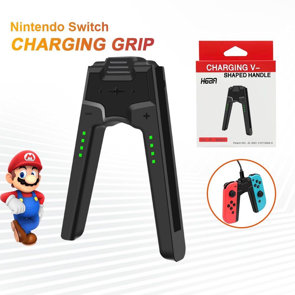 แท่นชาร์จ สําหรับ Nintendo Switch/Switch Oled Joy Con ด้ามจับ มีไฟ LED Charging Grip สามารถชาร์จขณะเล่น