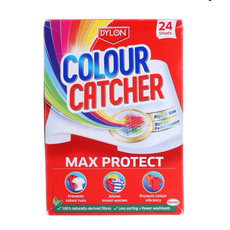 (ส่งด่วน) 24 แผ่น**กล่องใหญ่ ไดล่อน คัลเลอร์ แคชเชอร์ แผ่นดักจับสีตกขณะซัก Dylon Colour Catcher Max 