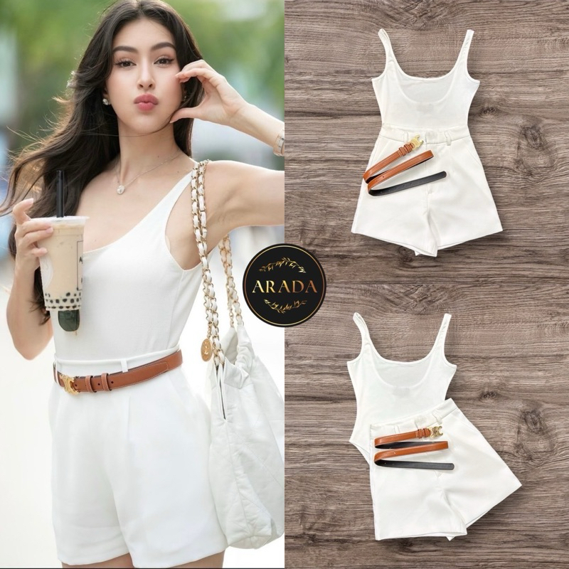 ชุดSet เสื้อบอดี้สูทสีขาว+กางเกงขาสั้น งานป้าย Arada