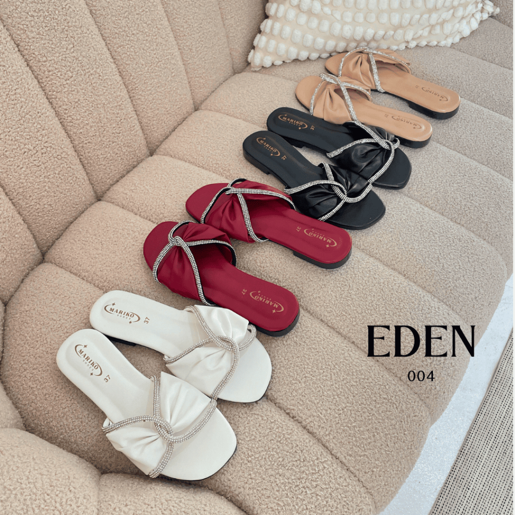 *ขายดี* Sharisa Shoes รุ่น EDEN (004) รองเท้าแตะหน้าโบว์แต่งเพชร พื้นนิ่ม เก็บหน้าเท้าได้ดี (แนะนำบวกเพิ่ม 1 ไซส์) ส่งไว