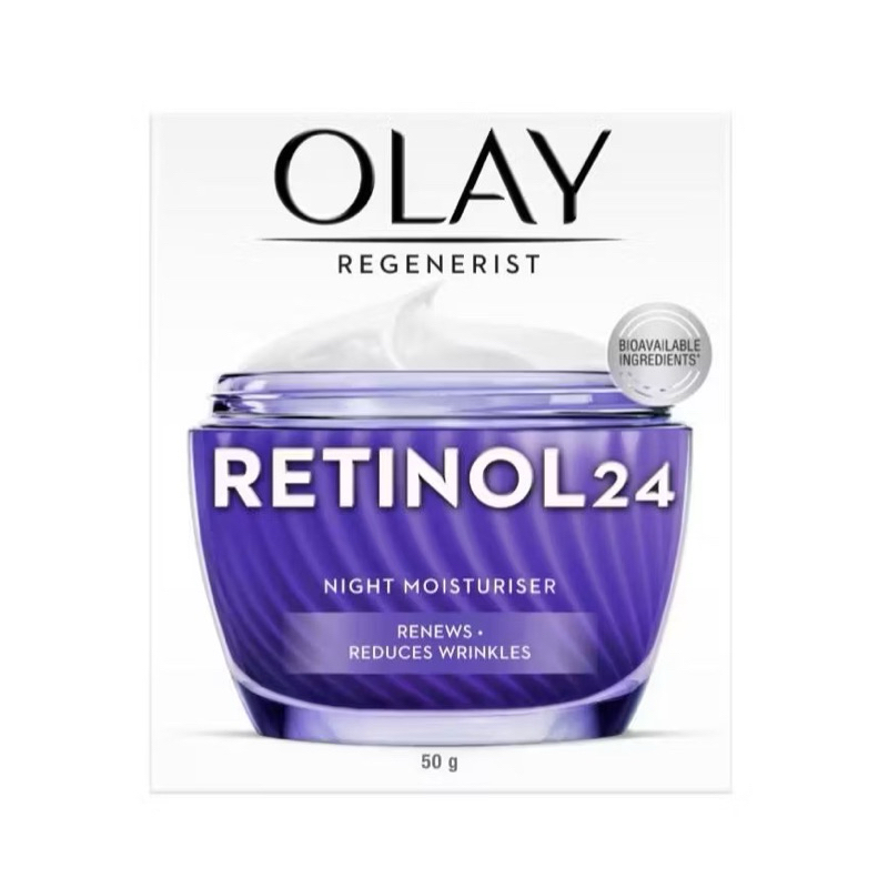 Olay Regeneristโอเลย์ รีเจนเนอรีส เรตินอล 24 ไนท์มอยเจอร์ไรเซอร์ 50 ก. Retinol Night Moisterizer ครีมลดริ้วรอย ม่วง Olay