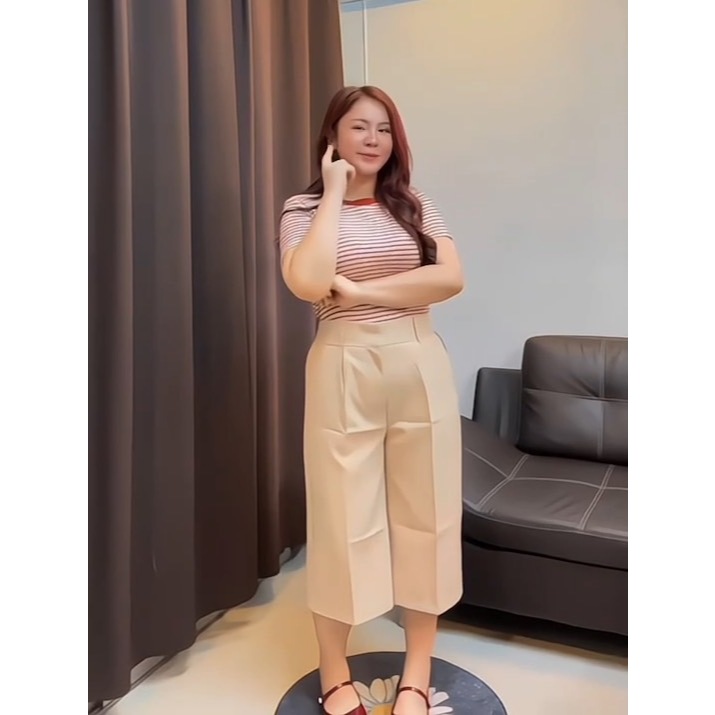 TT 503 กางเกง 5 ส่วน เอวยางยืด สีพื้น ไซสใหญ่