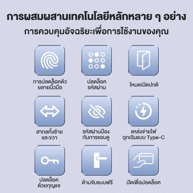 ล็อคลายนิ้วมืออัจฉริยะ มือจับประตูดิจิตอล ล็อคดิจิตอล ล็อคอัจฉริยะ สมาร์ทโฮม รุ่นขนาดใหญ่ เหมาะสำหรับประตูรั้ว/บันได ฯลฯ รูปที่ 7