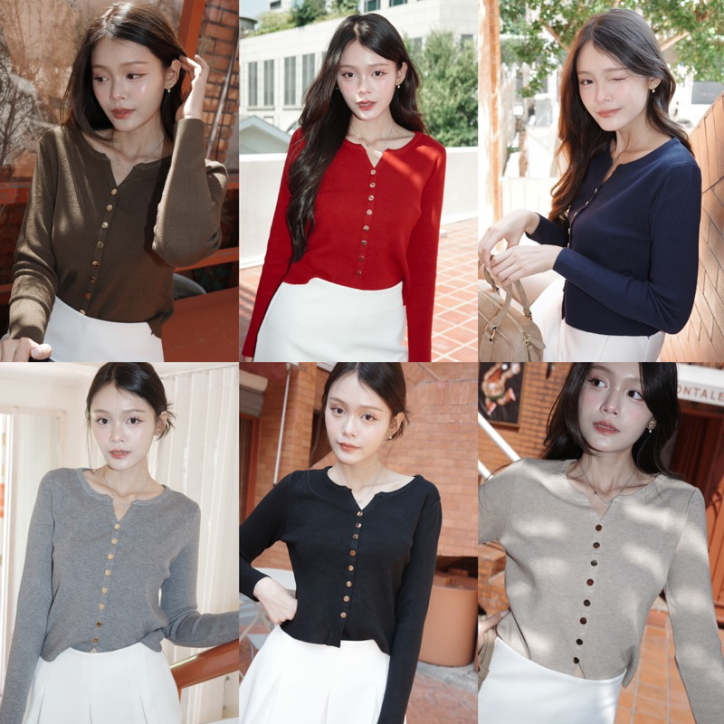 เสื้อไหมพรมคาร์ดิแกนผู้หญิง ผ้านุ่ม ใส่สบาย กระดุมทอง ใส่ทำงาน รุ่น HELEN CARDIGAN by BEMYCHIC