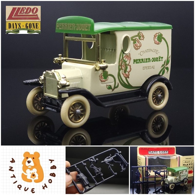👑โมเดลรถเก่าของเล่นเก่า รถสะสมโบราณ มือสอง: LLEDO DAYS GONE PERRIER-JOGET สีเขียว พร้อมฟิกเกอร์ 👑