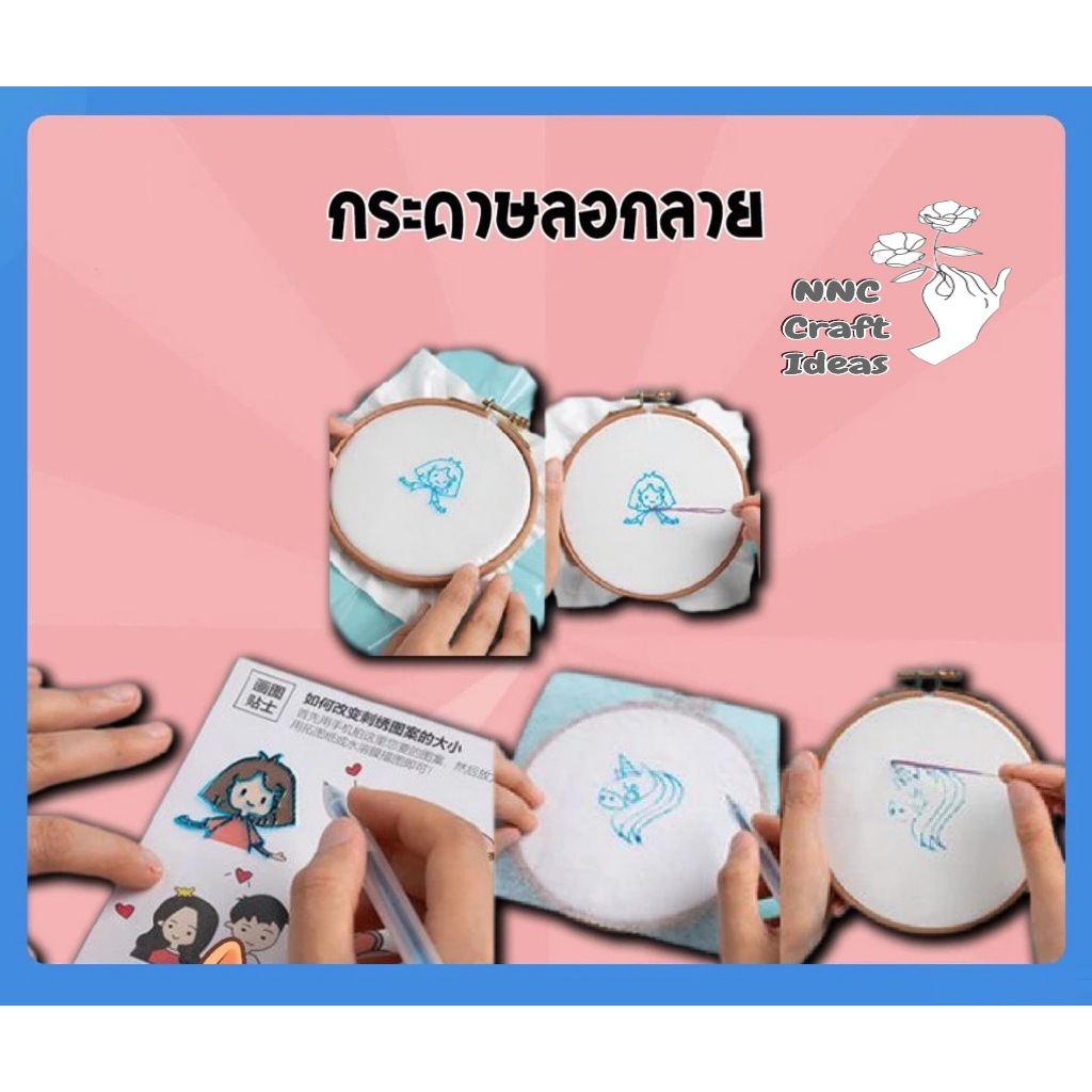 กระดาษลอกลาย และ ฟิล์มลอกลายแบบละลายน้ำได้ 1 ชุดมี 5 แผ่น แถมฟรี‼️ รีฟิลปากกาเขียนผ้า