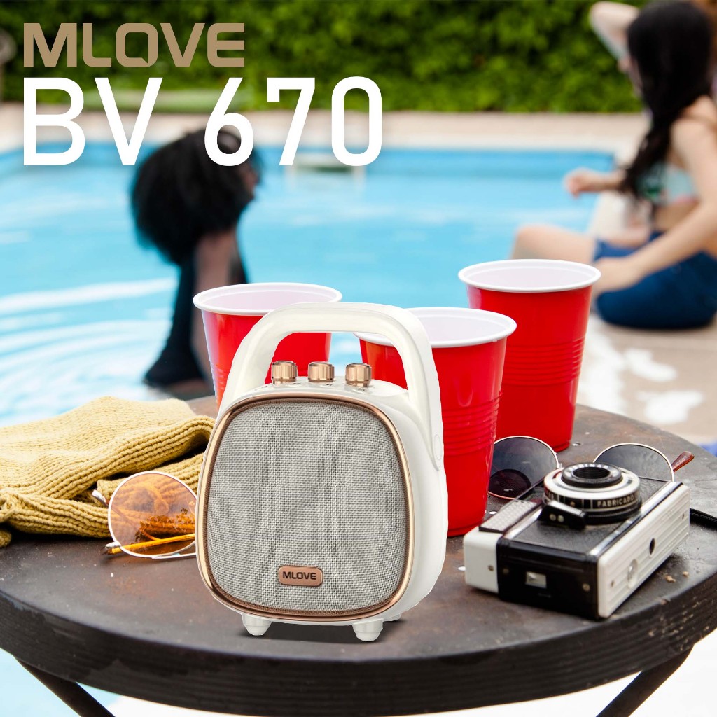 MLOVE  BV670 ลำโพงบลูทูธไร้สายตัวเล็กพร้อมไมค์ฟรี สั่งการด้วยระบบดิจิตอล โหมด EQ  พกพาง่าย