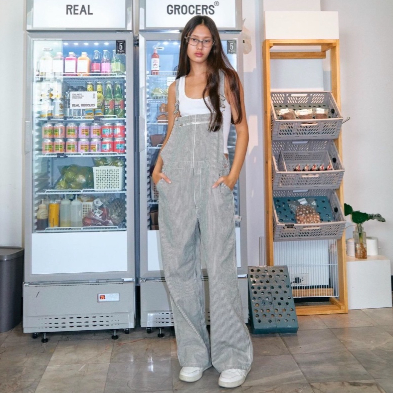 Abigail Overall in White Stripes and Black