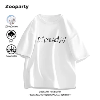 เสื้อยืด เรียบง่ายลูกแมว สไตล์เกาหลี 2025ใหม่ oversize แฟชั่น เสื้อ cotton 100% ผ้านุ่มใส่สบาย(ส่งเร็ว จัดส่งจากไทย)