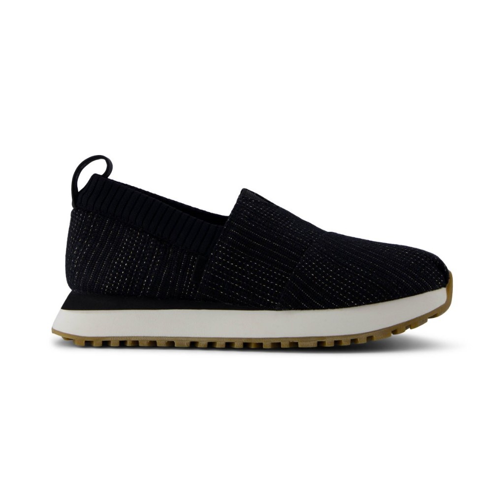 TOMS รองเท้าลำลองผู้หญิง สลิปออน รุ่น Resident 2.0 Black Metallic Linen Stripe (CE) รองเท้าลิขสิทธิ์แท้