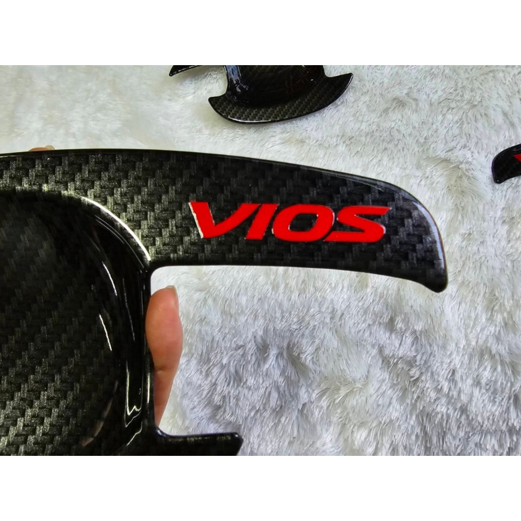 เบ้ากันรอย กันรอยประตู ถาดรองมือจับ TOYOTA VIOS 07 08 09 11 12 งานเคปล่าโลโก้สีแดง ครบกันรอย งานฝีมือคนไทย - รูปที่ 2