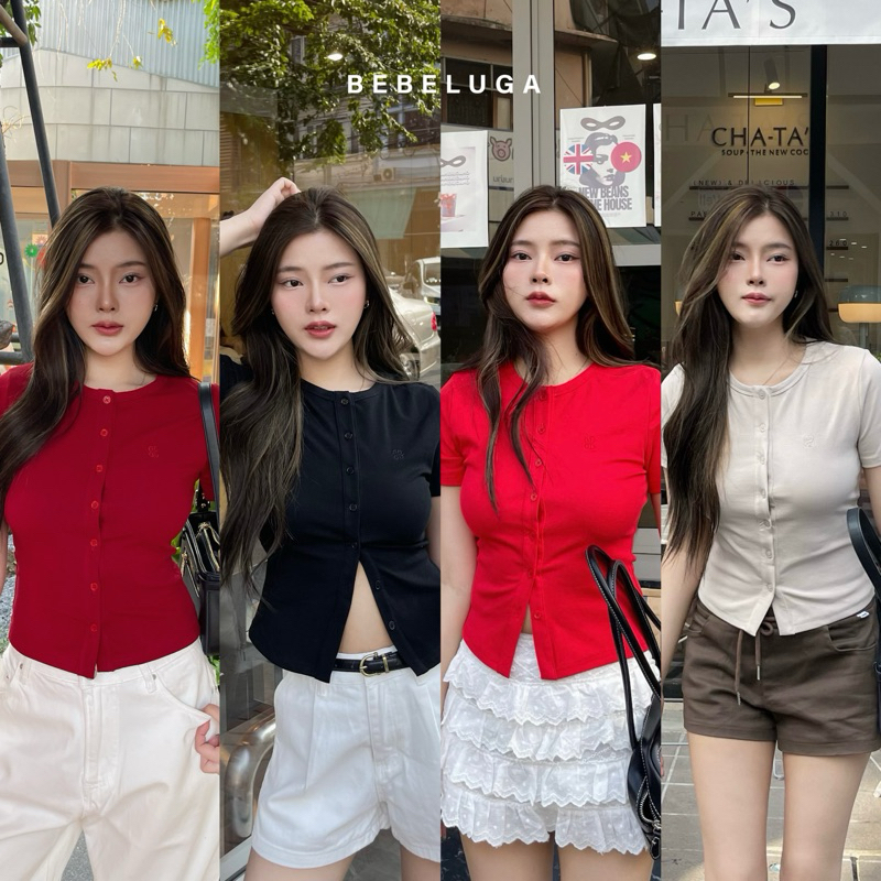 BEBELUGA - Molly top เสื้อยืดกระดุมหน้า