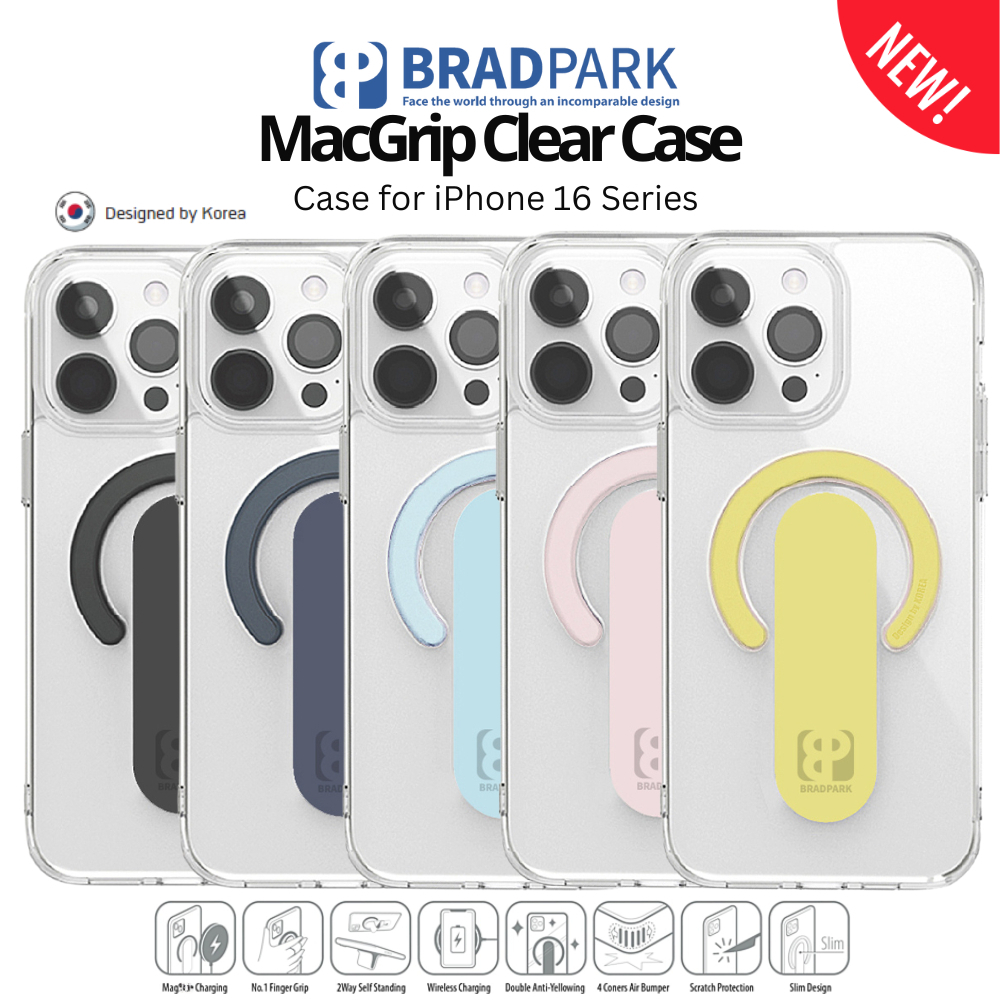 BRADPARK® MacGrip Clear Case เคส Grip & Stand สำหรับ iPhone 16 I 16 Pro I 16 Promax