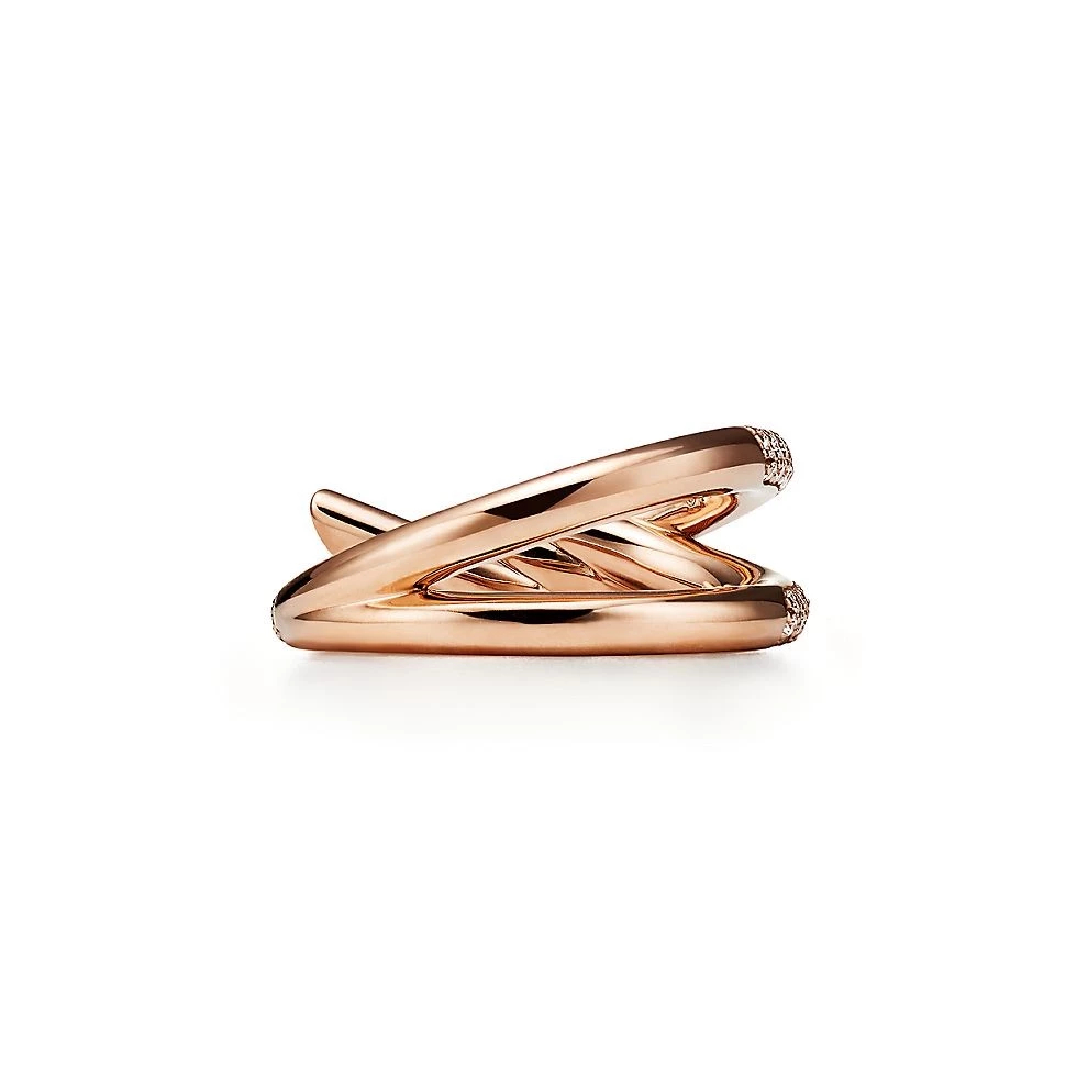 [สต๊อกพร้อม+กล่องบรรจุภัณฑ์ครบชุด] Tiffany & Co./Tiffany Tiffany Knot Series Full Diamond Double Row Ring