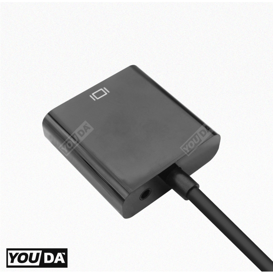 YOUDA สายแปลง HDMI TO VGA  รับประกัน 1ปี มีสาย AUX ออกเสียงวีดีโอได้ YD-HV01 / YD-HV02B จาก HDMI ออก VGA ตัวแปลงสัญญาณ