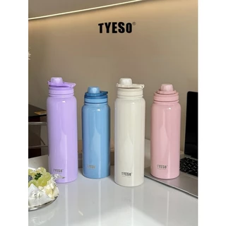 TYESOแท้% ขวดน้ำทรงกระบอก สแตนเลส304แท้ เก็บร้อน-เย็น ขนาด 600ML/750ML/1050ML/1200ML มีฝาปิด พร้อมหูหิ้ว พกพาสะดวก