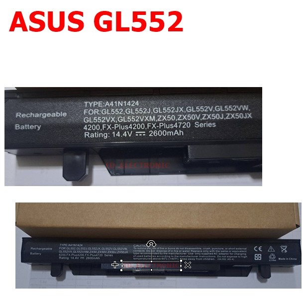 BATTERY:ASUS GL552/ZX50J เทียบ OEM ใช้ได้กับรุ่น  ASUS ROG ZX50 ZX50J ZX50JX GL552J GL552JX