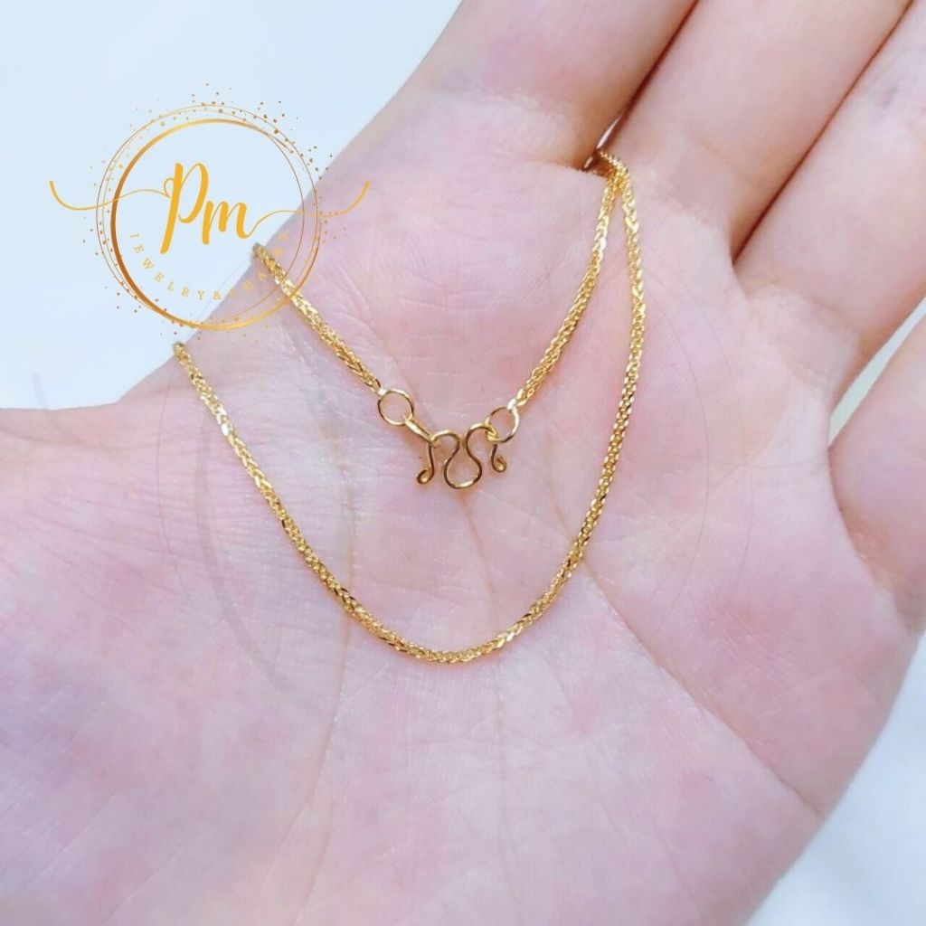 สร้อยคอทองแท้ PM ตะขอเอ็ม ทองคำแท้ 9k Italy (375) ลายสี่เสา มีใบรับประกันจากทางร้าน