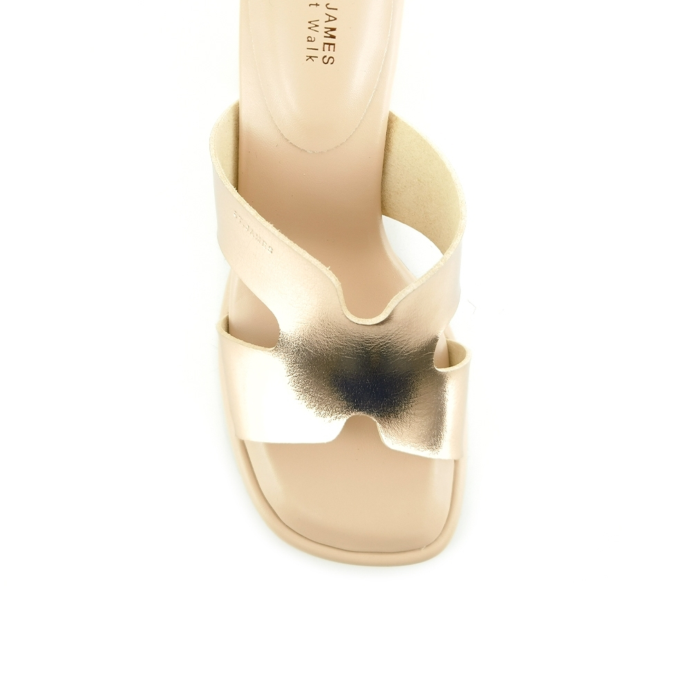 ST.JAMES รองเท้าหนัง PU/รองเท้าแตะมีส้น ส้น 7.1 CM. รุ่น MALTA สี M.PINK GOLD l รองเท้าแตะ ผู้หญิง