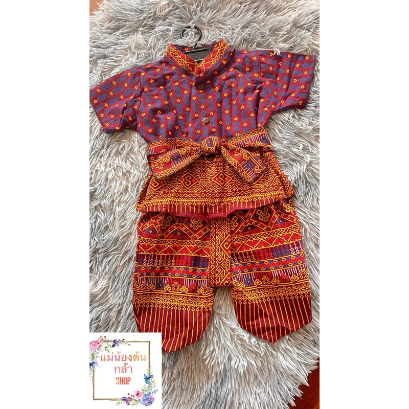 พร้อมส่งชุดเด็กผ้าไทยลายตะขอสีใหม่ล่าสุดสีแดงไวน์ขับผิวผู้ รูปที่ 2