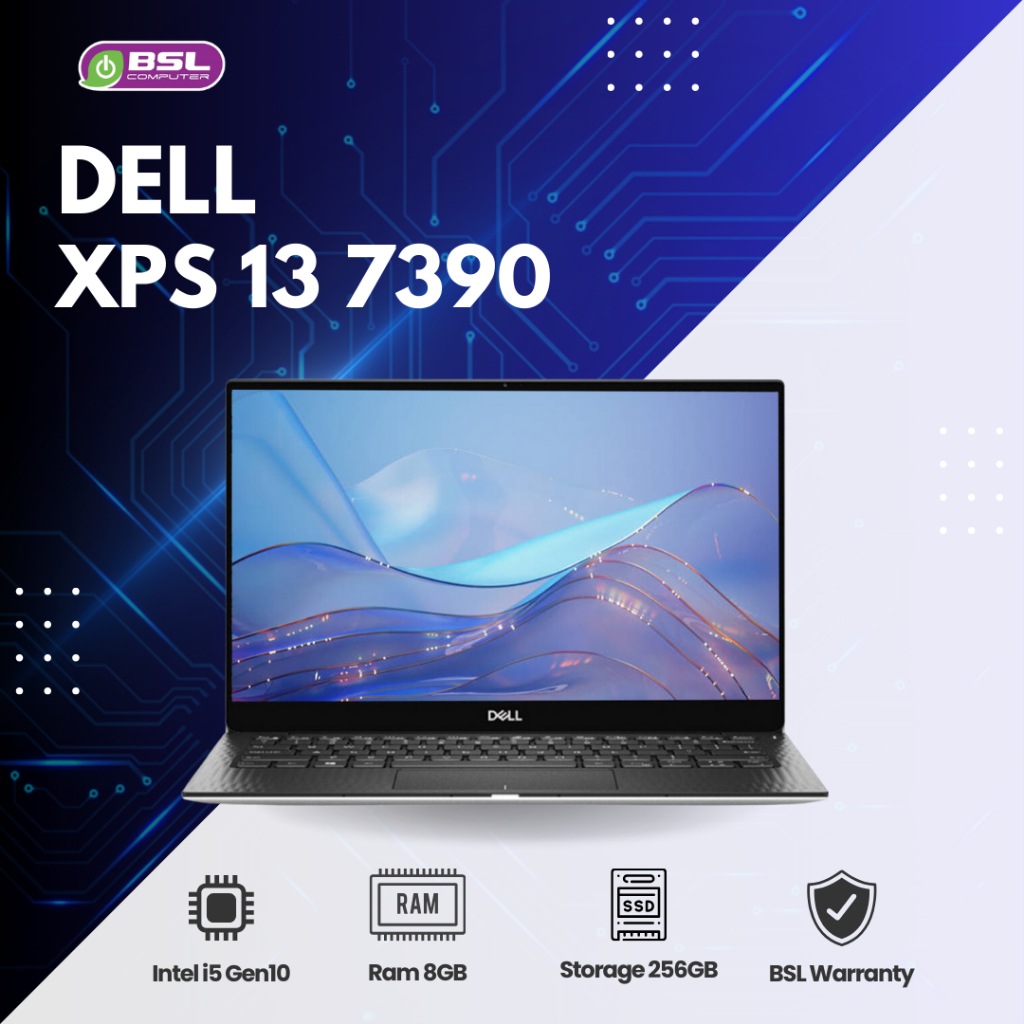 พร้อมส่ง Dell XPS 13 7390 W56705607STHW10 CPU i5-10210u 8GB/Nvme 256GB / 13".3 / P82G003 โน๊ตบุ๊คมือ